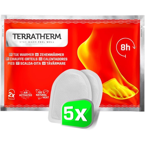 TerraTherm Foot Warmer Pads - Self-Adhesive Toe Warmers for 8 Hours of Warm Feet - Heat Pads, Extra Thin and Pleasantly Soft