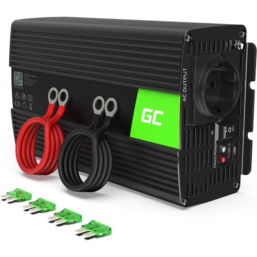 Green Cell® 1000 W / 2000 W 24 V to 230 V Pure Sine Volt Car Voltage Converter Inverter Pure Sine Wave Power Solar Inverter DC AC Converter Current Transformer Caravan Car Charger