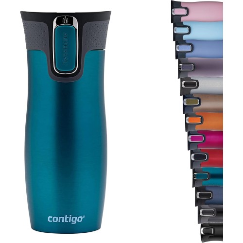 Contigo West Loop Autoseal Thermal Mug, неръждаема стомана, изолирана чаша за кафе, защитена от изтичане