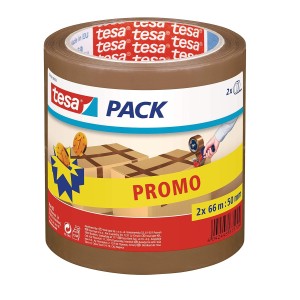tesa 57456 tesapack Standard Promo 2 Rolls 66 m x 50 mm Brown Transparent