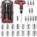 Amazon Basics 27 Pcs Black Magnetic Ratchet Wrench Set with T Handle and Screwdriver Set
