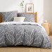 Bedsure Cotton Bed Linen 200 x 220 cm, Grey Bed Linen Sets, 200 x 220 Duvet Cover, 3-Piece Set with 2 Pillowcases 80 x 80 cm, Warm Bedding with Zip, Twig Pattern