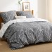 Bedsure Cotton Bed Linen 200 x 220 cm, Grey Bed Linen Sets, 200 x 220 Duvet Cover, 3-Piece Set with 2 Pillowcases 80 x 80 cm, Warm Bedding with Zip, Twig Pattern