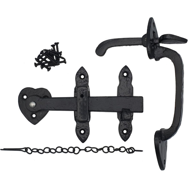 Keypak 051103N (Thumb Lever) With Locking Pin Double Sided Gate Access, Antique Black, 11.5 cm20.0 cm4.5 cm