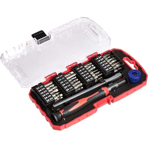 Amazon Basics Precision Screwdriver Bit Set, 51 Pieces, 1 Pack, White Tri-Wing