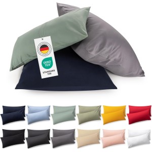 Blumtal set of 2 pillowcases - 100% cotton, super soft premium jersey pillowcase, Moonlight Grey, 40x80cm