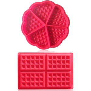Aestm Silicone Waffle Mould with Good Non-Stick Coating Baking Mould Waffle Moulds Cooking Kitchen Baking Tool 2 Pieces