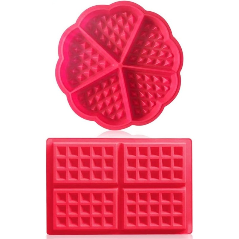 Aestm Silicone Waffle Mould with Good Non-Stick Coating Baking Mould Waffle Moulds Cooking Kitchen Baking Tool 2 Pieces