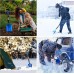 Overmont Avalanche Shovel, лопата за сняг, аварийна лопата, разглобяема алуминиева 3-компонентна с чанта за градинарство, зима, кола, на открито, червена/синя/златна