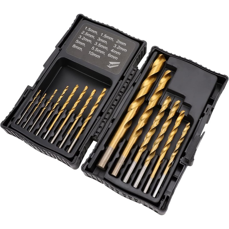 Amazon Basics - High Speed Steel Drill Bit Set for Metal, Wood and Plastic 1.5-10mm