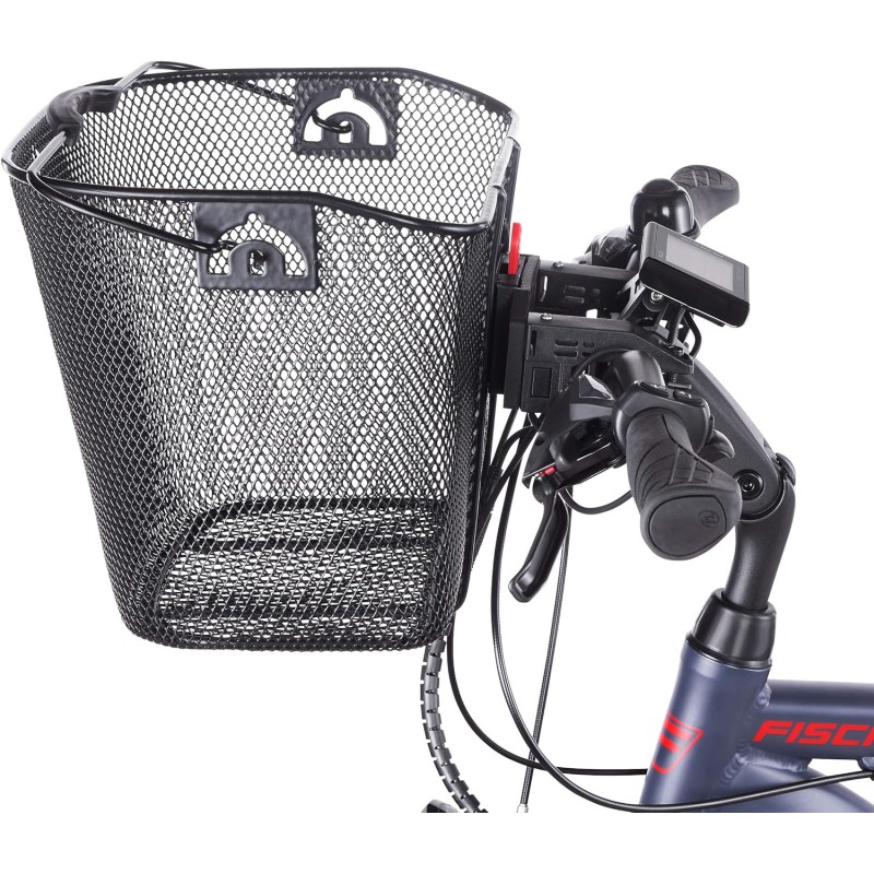 Fischer handlebar basket with quick attachment, specially developed for e-bikes, load capacity 5 kg, suitable for all standard displays with a width of 9 cm, including Bosch displays
