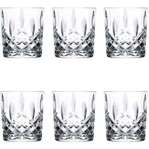 RCR Crystal Orchestra Cut Glass Dof Double Old Fashioned Whisky Glasses Drinking Glasses Set - 340ml - Pack of 6