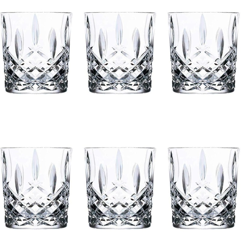 RCR Crystal Orchestra Cut Glass Dof Double Old Fashioned Whisky Glasses Drinking Glasses Set - 340ml - Pack of 6