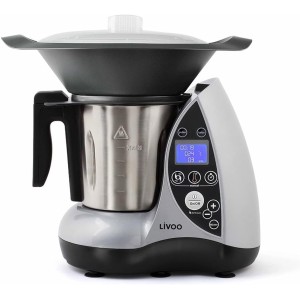 Livoo DOP142G Robot Culinaire Chauffant Heated Food Processor, Stainless Steel, Grey