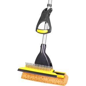 Yocada Sponge Mop Home Commercial Use Tile Floor Bathroom Garage Cleaning with Squeegee and Expandable Telescopic Long Handle 104 - 134.5 cm Easy Dry Wringing