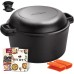 Overmont Dutch Oven Cast Iron Pot Ready to Use Double Function Lid / Frying Pan with Stand for Kitchen Camping Garden BBQ Baking