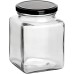 gouveo Set of 6 preserving jars, 730 ml, square with screw lid, black, large storage jars with screw cap, empty jam jars, preserving jars, storage jars