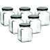 gouveo Set of 6 preserving jars, 730 ml, square with screw lid, black, large storage jars with screw cap, empty jam jars, preserving jars, storage jars