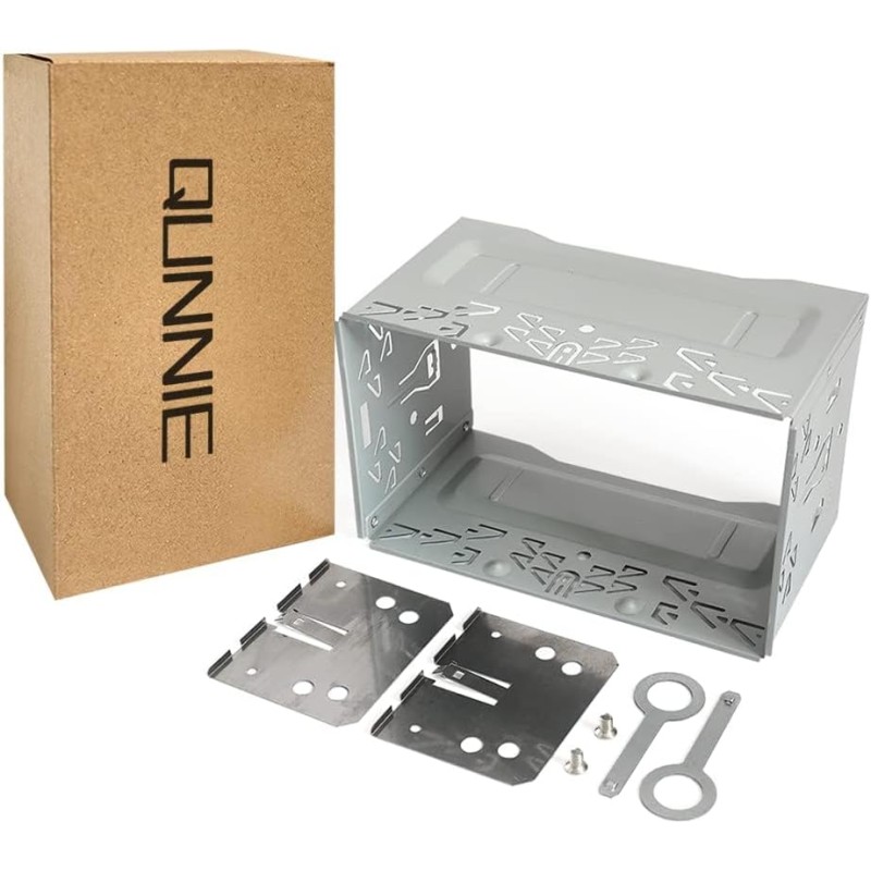 QUNNIE Car Radio Faceplate 2 DIN Universal Metal Frame Double DIN Wires Metal Frame Radio Panel Installation Kit