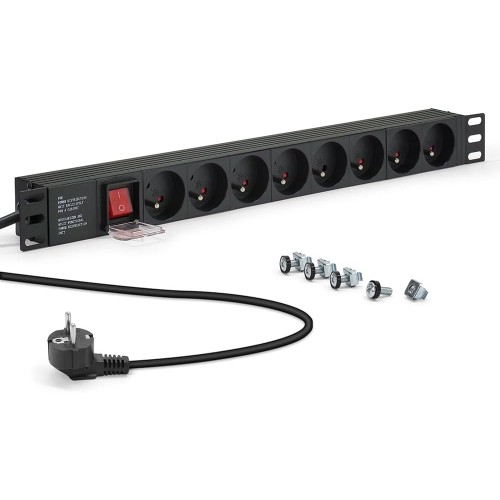 19 Inch Power Strip with 8 Sockets with Switch Cable 1.80 m