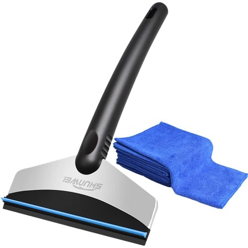 JTENG Ice Scraper Stainless Steel Snow Shovel and TRP Strip Multipurpose Car Ice Scraper (+ Towel)
