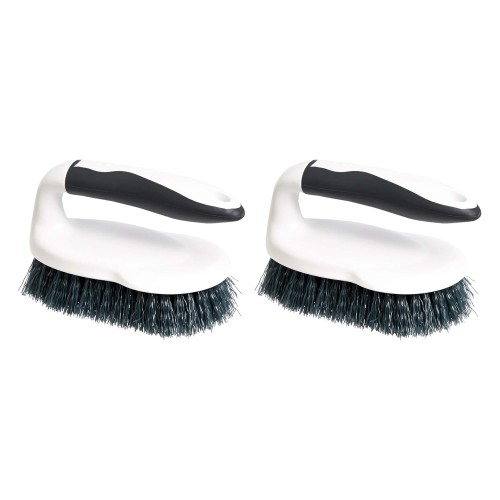 Amazon Basics Universal Scrubbing Brush, Pack of 2 (formerly AmazonCommercial Brand), Black/White