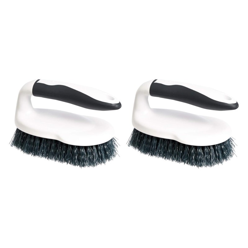 Amazon Basics Universal Scrubbing Brush, Pack of 2 (formerly AmazonCommercial Brand), Black/White