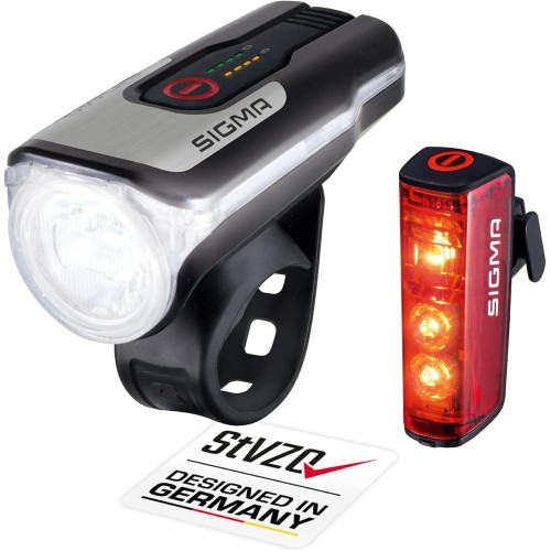 SIGMA SPORT - LED bicycle light set Aura 80 and Blaze | StVZO approved, battery-operated front light and rear light with brake function