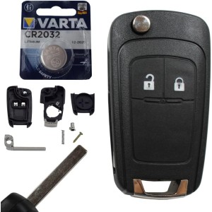 Car Key Remote Control Replacement Housing with 2 Buttons + Blank + Battery Compatible with Vauxhall Meriva Astra J Insignia A Adam Corsa E Cascada Mokka Grandland Zafira C