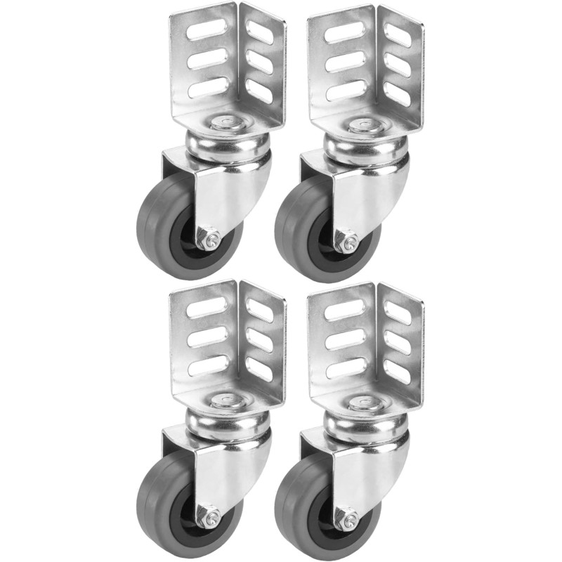 Dörner + Helmer Swivel Castors with Angle Sheet, Set of 4, 50 mm x 22 mm, 120 kg Load Capacity, 52 mm x 37 mm Angle, Galvanised