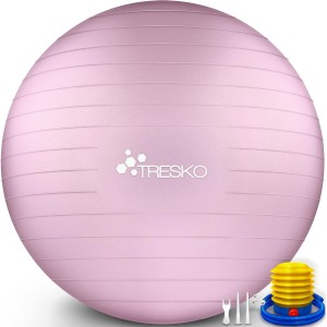 TRESKO гимнастическа топка с безплатен плакат с упражнения, включва въздушна помпа – топка за йога, без BPA, топка за офис стол, устойчива на спукване, 300 кг