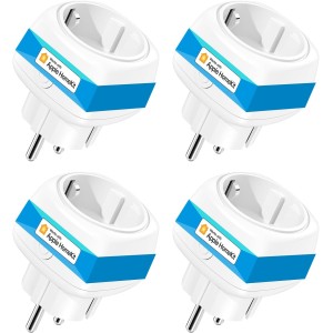 meross Alexa WiFi Socket Mini Pack of 4 Works with Apple HomeKit, Smart Socket with Voice and Remote Control, WiFi Smart Plug with Timer, No Hub Required, 10 A
