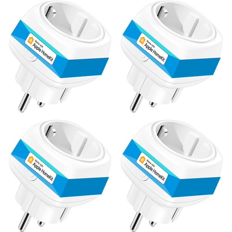 meross Alexa WiFi Socket Mini Pack of 4 Works with Apple HomeKit, Smart Socket with Voice and Remote Control, WiFi Smart Plug with Timer, No Hub Required, 10 A