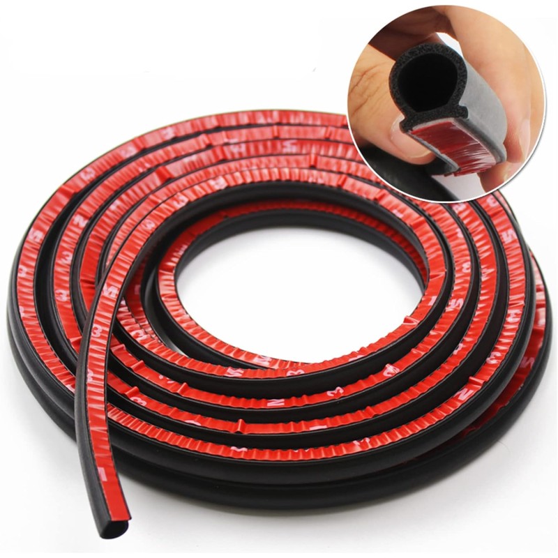 5M Car Door Rubber Seal Rubber Profile D-shaped Door Seal Car Door Edge Protection Car Door Seal 10 x 10 mm