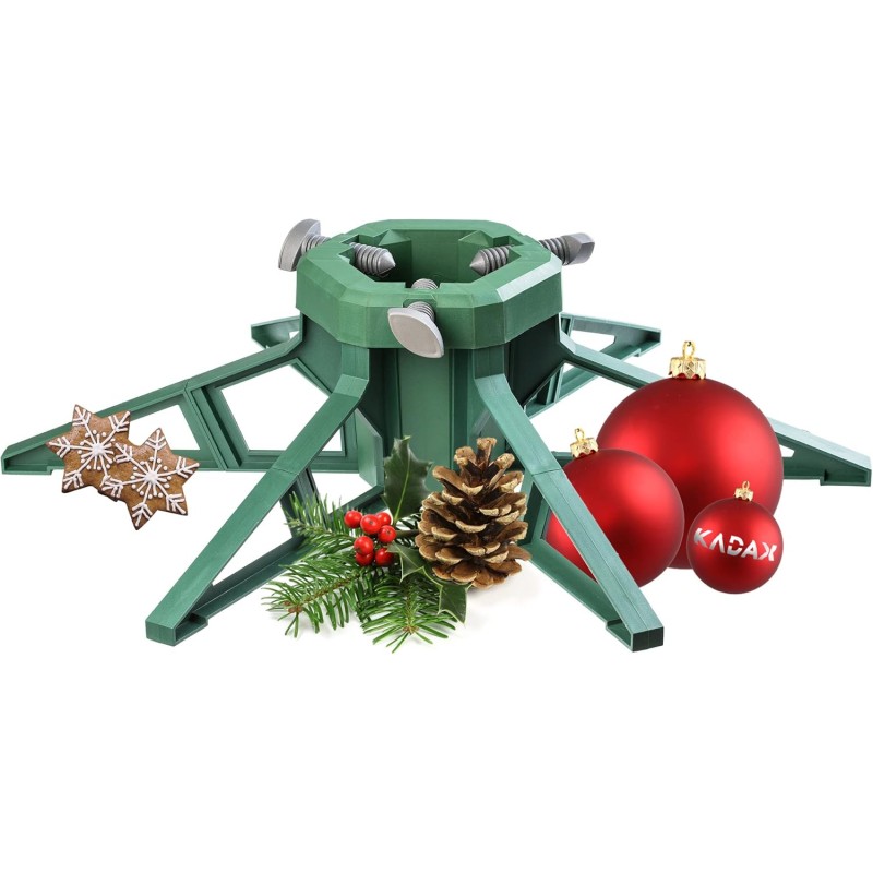 KADAX Christmas Tree Stand with Water Tank, Modern & Stable Christmas Tree Stand made of Robust Plastic, Various Sizes Available, Green