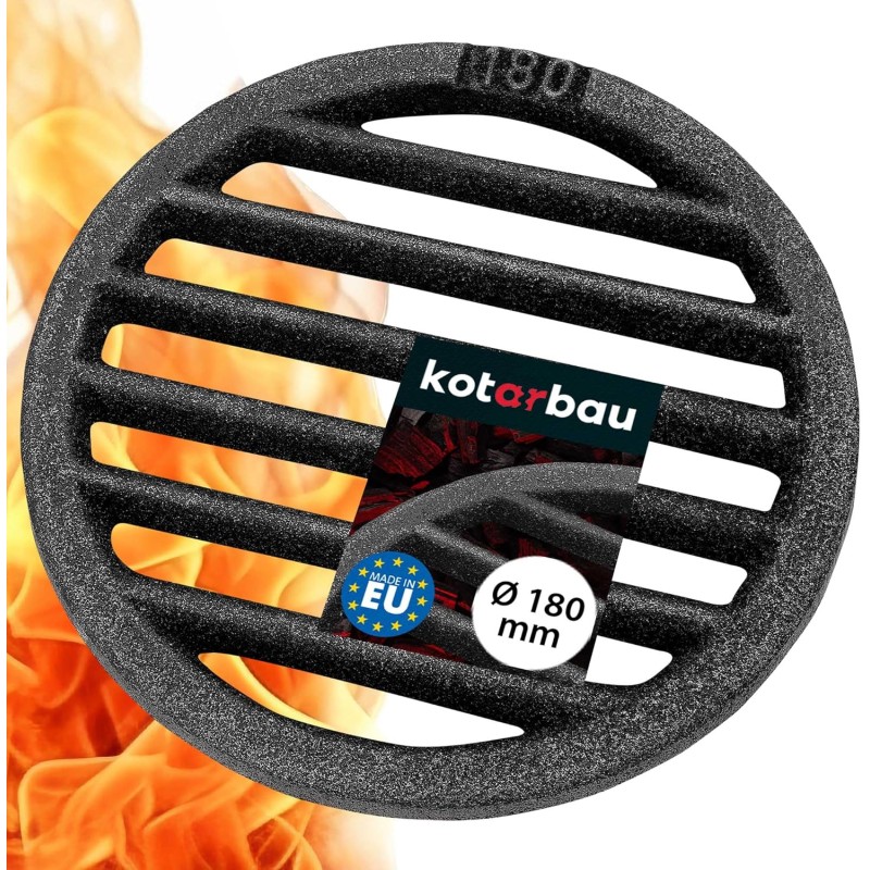 KOTARBAU Fireplace Grate, Diameter 18 cm, Round Grate, Fireplace, Ash Grate, Table Grate, Stove Grate, Fireplace, Replacement Parts, Accessories, Cast Iron Grate, Oven Grate, Grill Fireplace, Round