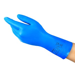 Ansell AlphaTec 37-310 Versatile Nitrile Gloves, Reusable Gloves, Latex-Free Chemical Protection Gloves, Cooking and Cleaning Gloves, Blue Work Gloves, 12 Pairs, Size S