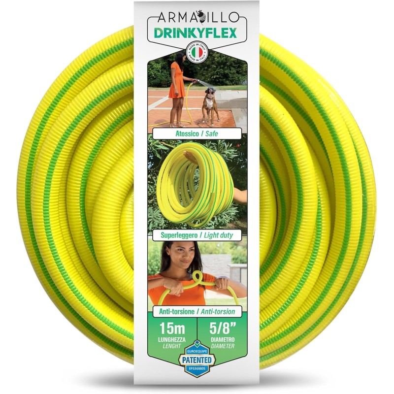 Armadillo Drinky Flex 15 Metres Pipe Water Irrigation Garden Anti-Knot Anti Torsion Water Hose Garden Hose Water Irrigation Pipe