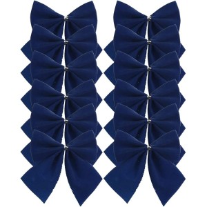 Davies Pack of 6 Navy Velvet Christmas Tree Bows