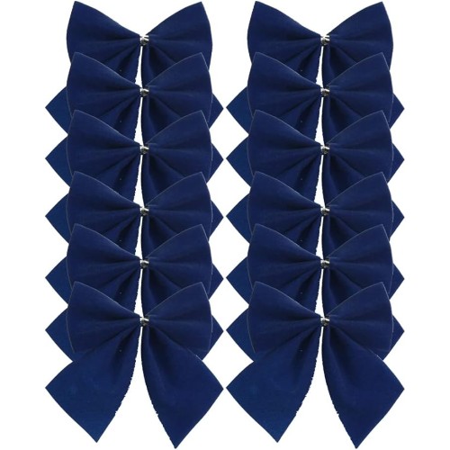 Davies Pack of 6 Navy Velvet Christmas Tree Bows