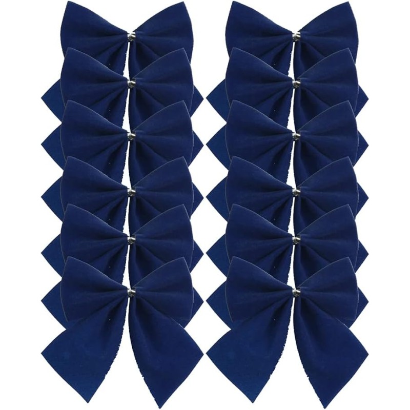 Davies Pack of 6 Navy Velvet Christmas Tree Bows