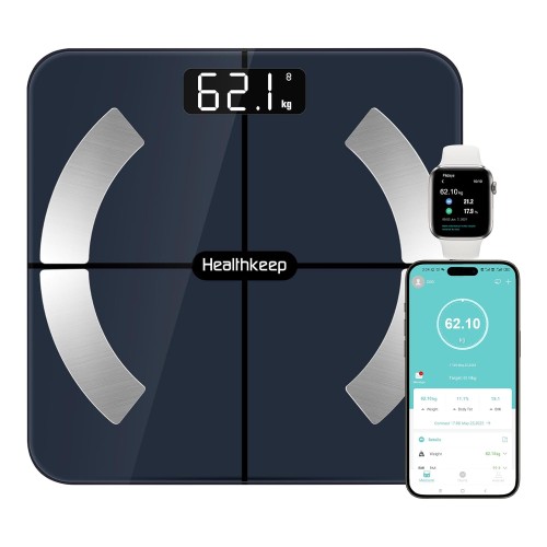 Renpho Body Fat Bathroom Scales, Bluetooth Personal Scales with App, Smart Digital Scales for Body Fat, BMI, Weight, Muscle Mass, Water, Protein, Skeletal Muscle, Bone Weight and BMR, Black