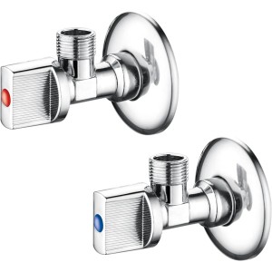 Ibergrif Angle Valve 1/2 Inch Wall Connection, 1/2 Inch Hose Connection (Set of 2) - Universal Valves, Metal Angle Valve, Basin, Water Valve, Brass, Chrome