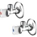 Ibergrif Angle Valve 1/2 Inch Wall Connection, 1/2 Inch Hose Connection (Set of 2) - Universal Valves, Metal Angle Valve, Basin, Water Valve, Brass, Chrome