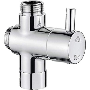 Ibergrif 3-Way Switch Valve Brass Chrome Bathroom Universal Shower Switch Inlet (G3 / 4 Inch) and 2 Sockets (G3 / 4 Inch & G1 / 2 Inch) for Hand-Held Shower Head & Fixed Spray Head Rain Shower