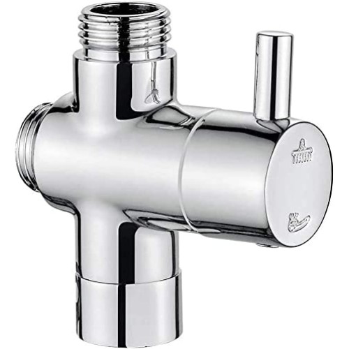 Ibergrif 3-Way Switch Valve Brass Chrome Bathroom Universal Shower Switch Inlet (G3 / 4 Inch) and 2 Sockets (G3 / 4 Inch & G1 / 2 Inch) for Hand-Held Shower Head & Fixed Spray Head Rain Shower