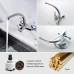 Ibergrif Kitchen Tap Wall Mounted 360° Rotation - Mixer Tap with Adjustable Mounting Hole (130 mm - 170 mm), Kitchen Tap Easy Installation Wall Tap Sink Chrome Single Lever Mixer Tap Brass