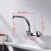 Ibergrif Kitchen Tap Wall Mounted 360° Rotation - Mixer Tap with Adjustable Mounting Hole (130 mm - 170 mm), Kitchen Tap Easy Installation Wall Tap Sink Chrome Single Lever Mixer Tap Brass