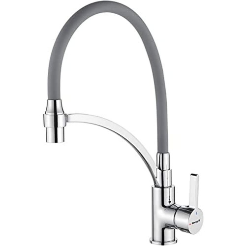 Ibergrif M22129-9 Kitchen Tap with Shower Single Lever Sink Mixer Tap with Grey Flexible Spout Chrome