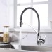 Ibergrif M22129-9 Kitchen Tap with Shower Single Lever Sink Mixer Tap with Grey Flexible Spout Chrome